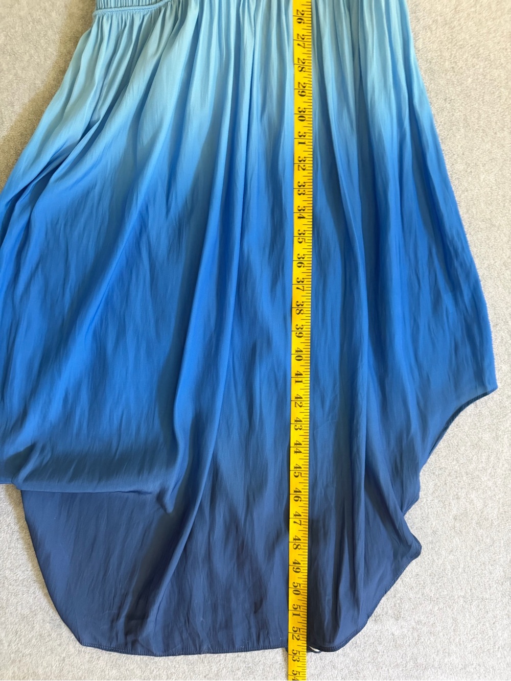 Ramy Brook New York Blue Ombre Pleated Midi Dress Halter Handkerchief Hem XS - Picture 15 of 16